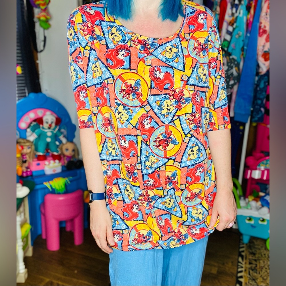 LuLaRoe Disney Ariel Graphic Tee - Red, Yellow, Blue